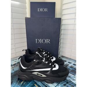 Dior B22 Reflective Black Mesh Calfskin Sneakers Men’s EU 43 US 10